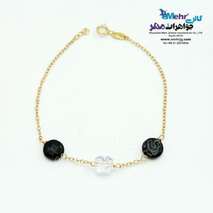Gold and Stone Bracelet - Swarovski Clover Bead-MB0797